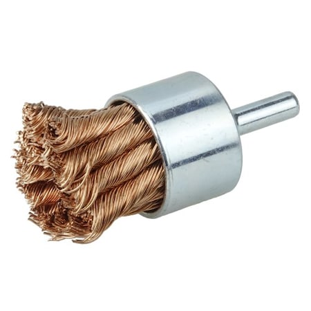 Weiler 1-1/8" Knot Wire End Brush, .020" Bronze Fill 10067